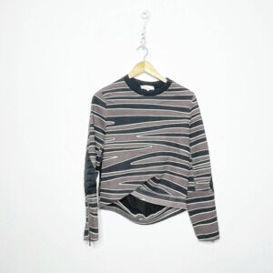 3.1 Phillip Lim Abstract Silk back Sweatshirt Brown black oversized womens XS